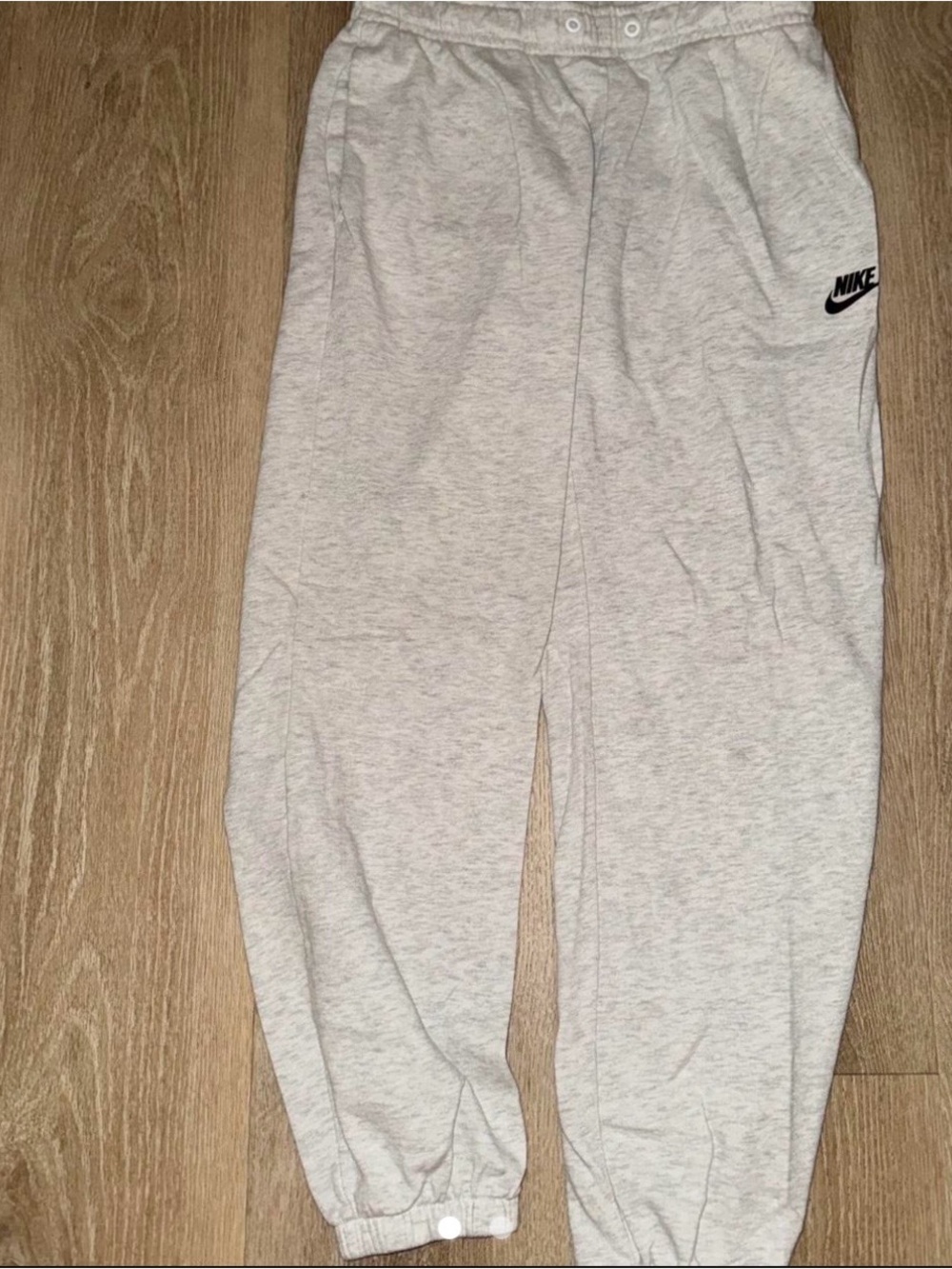 Nike Light Gray Fleece Joggers with Black Logo